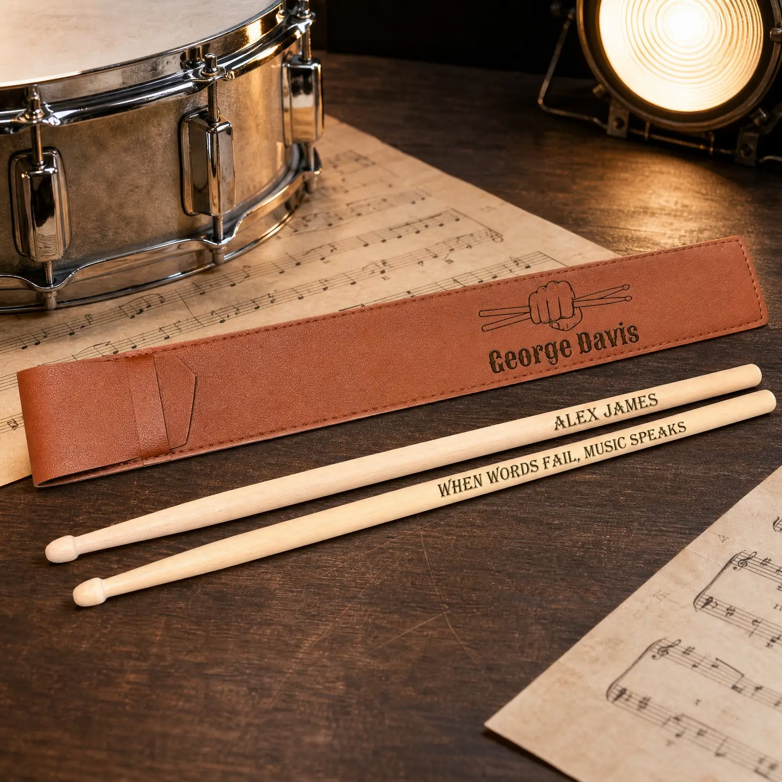 Personalized Engraved Drumsticks and Drumstick Case