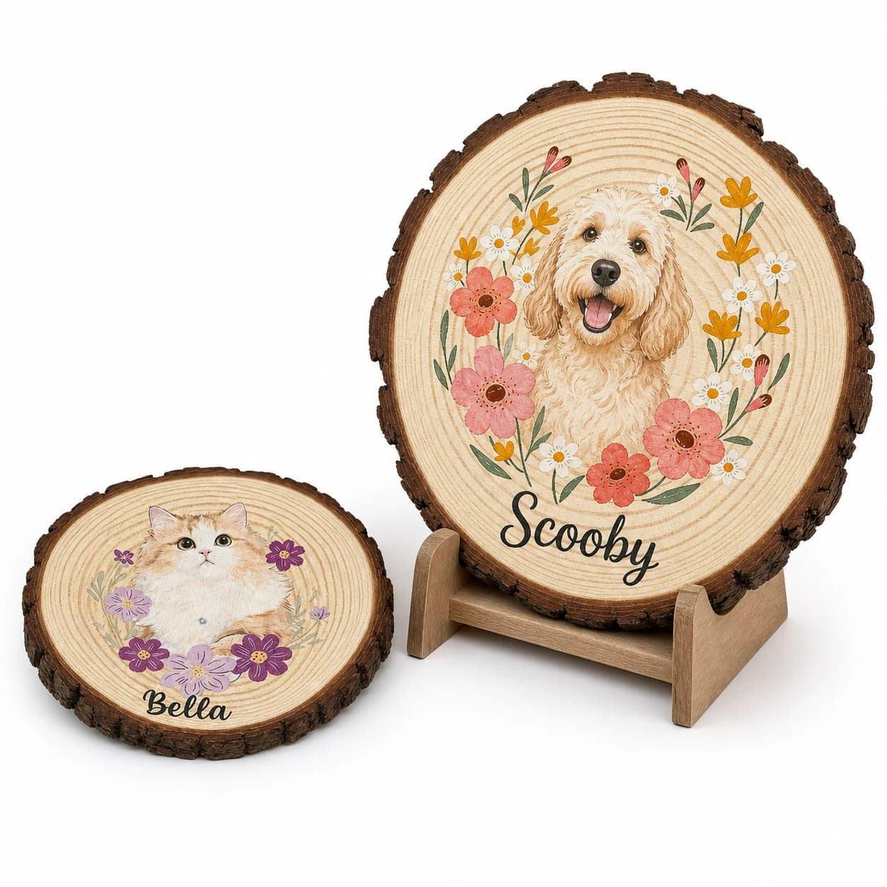 Personalized Pet Photo Wood Slice Plaque