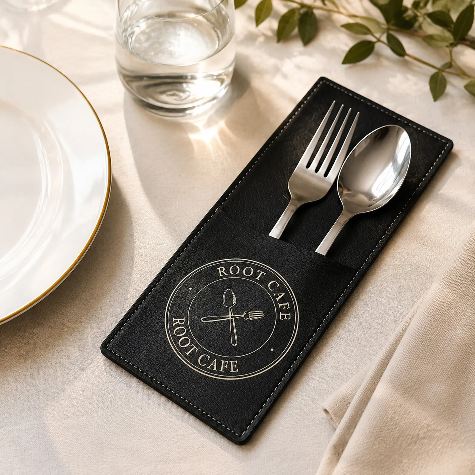 Personalized PU Leather Cutlery Sleeves