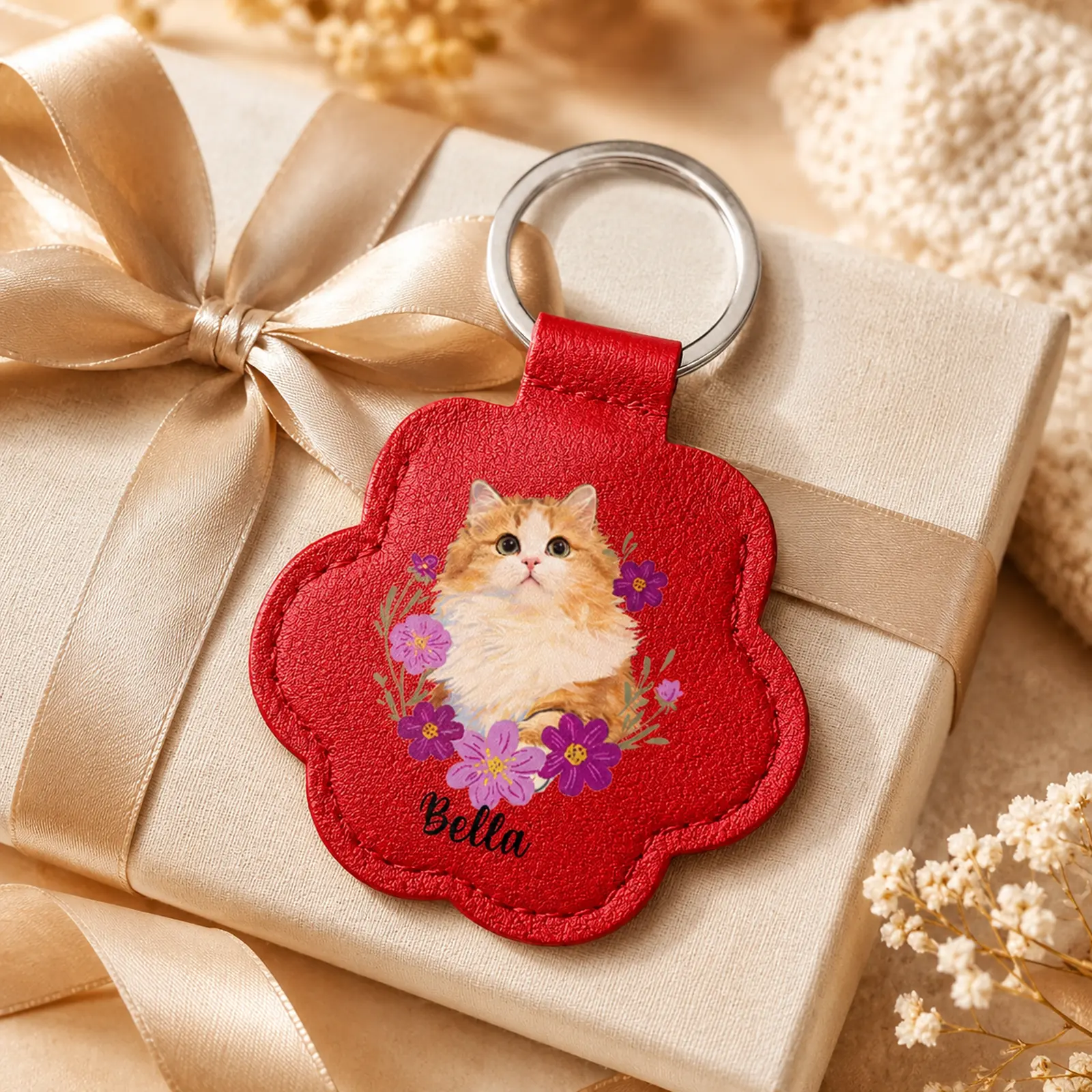 Personalized UV pet photo keychain shown as a memorial and everyday gift keepsake